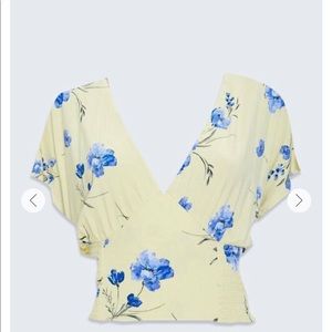 Floral butterfly sleeve crop top